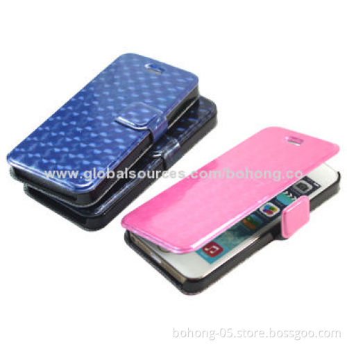 Shinning Crystal Folio PU + PC Cases for iPhone 5S, Different Colors Available/500PCS Each Color MOQ